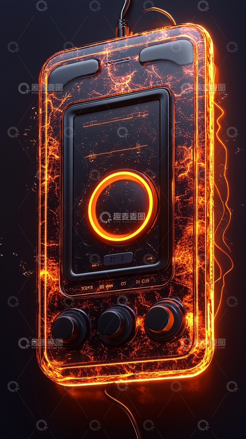 高清大图下载【趣麦麦图】科幻风格火焰能量音乐播放器