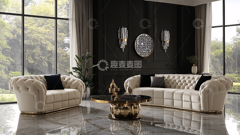 高清大图下载【趣麦麦图】-现代轻奢沙发布艺套装