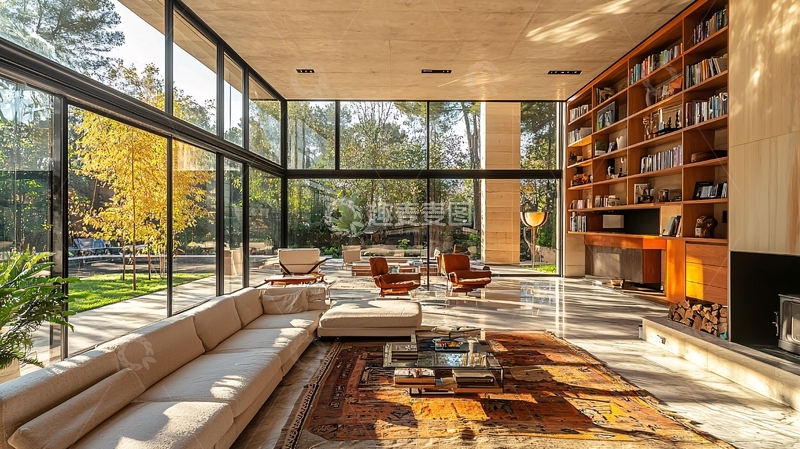 高清大图下载【趣麦麦图】现代简约客厅落地窗