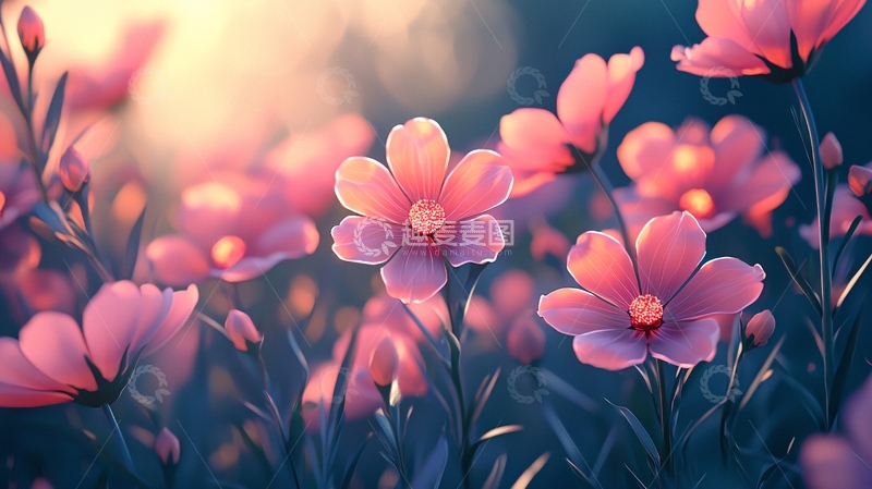 高清大图下载【趣麦麦图】粉色花田