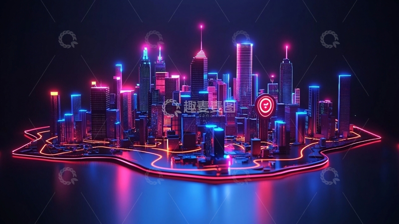 高清大图下载【趣麦麦图】霓虹灯城市夜景