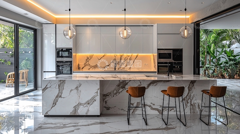 高清大图下载【趣麦麦图】现代简约大理石厨房