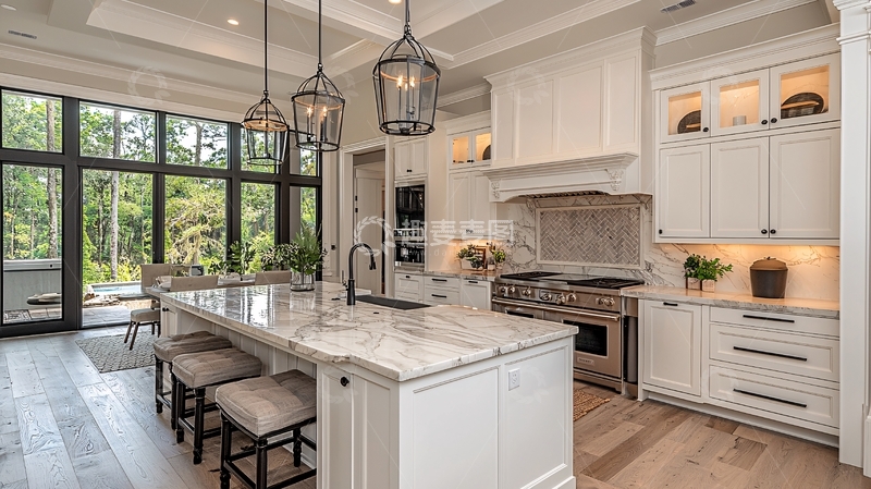 高清大图下载【趣麦麦图】现代白色厨房岛台