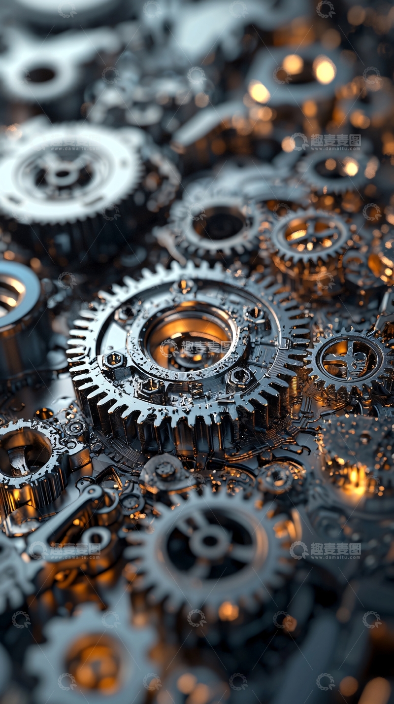 高清大图下载【趣麦麦图】精密金属齿轮机械装置