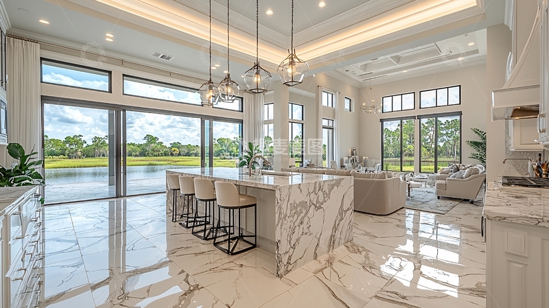 高清大图下载【趣麦麦图】现代轻奢开放式厨房