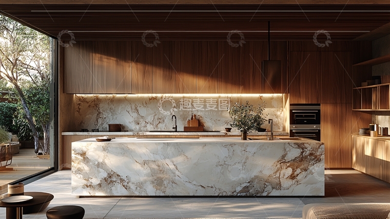 高清大图下载【趣麦麦图】现代极简木质厨房设计