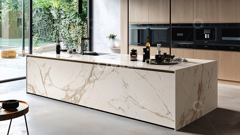 高清大图下载【趣麦麦图】现代简约风格大理石纹岛台厨房