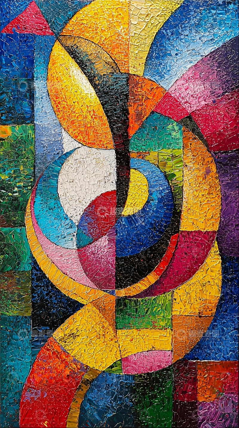 高清大图下载【趣麦麦图】抽象几何彩色油画