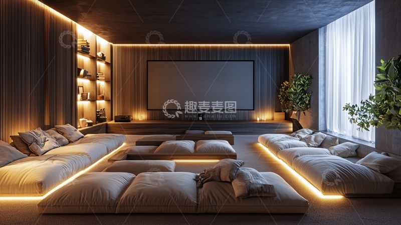 高清大图下载【趣麦麦图】现代简约家庭影院