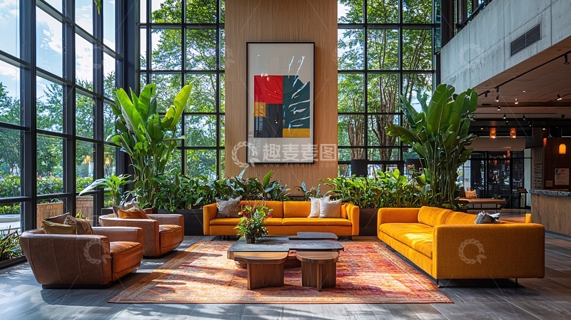 高清大图下载【趣麦麦图】明亮舒适的酒店大堂