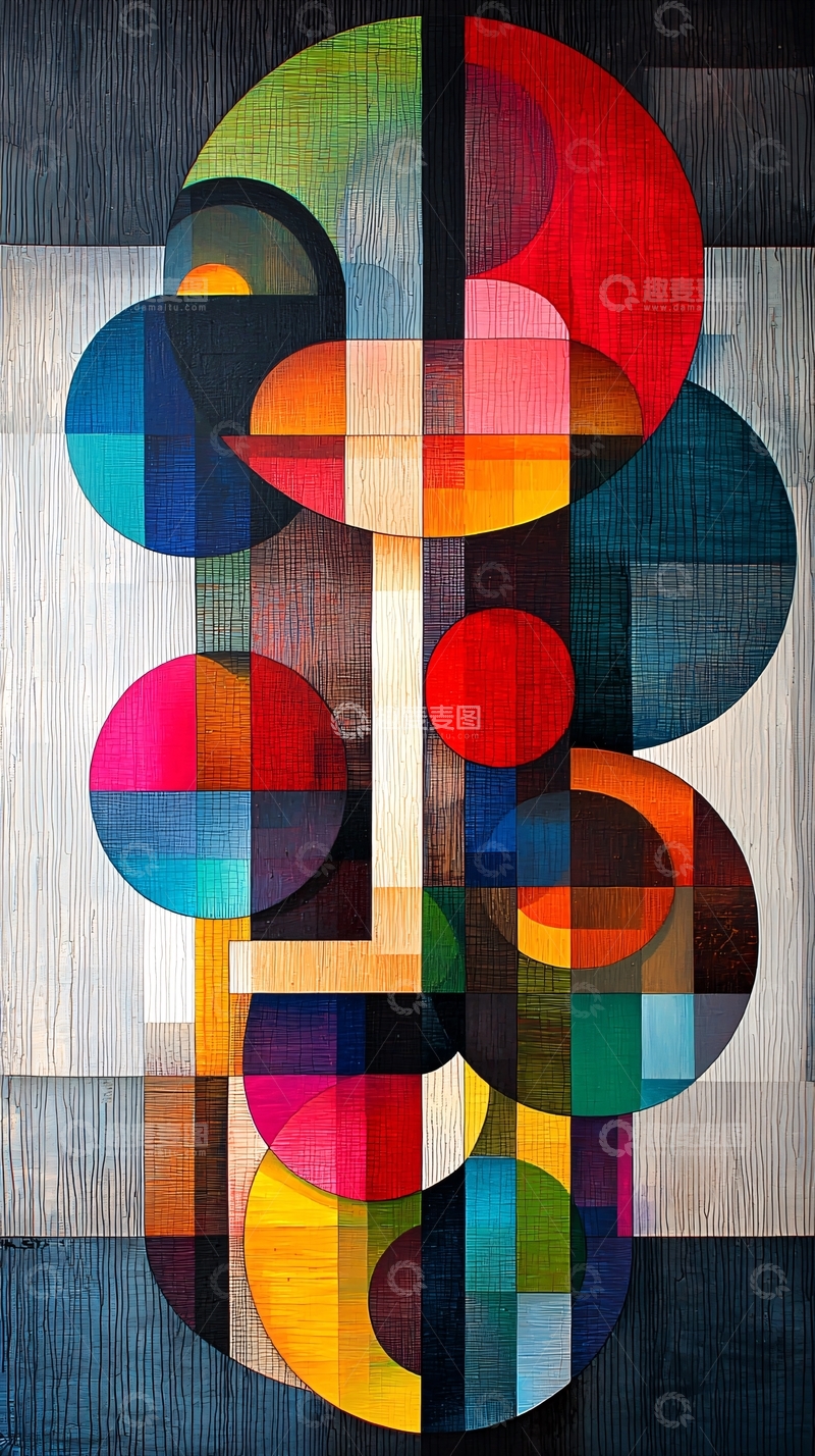高清大图下载【趣麦麦图】抽象几何彩色圆形