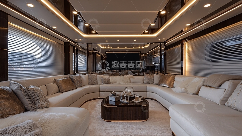 高清大图下载【趣麦麦图】豪华游艇内部沙发