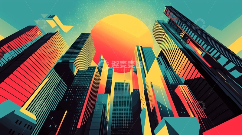 高清大图下载【趣麦麦图】低角度仰视城市建筑