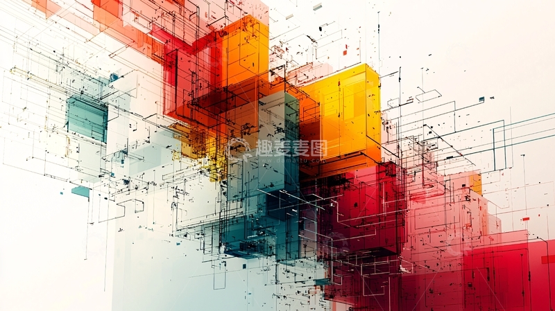 高清大图下载【趣麦麦图】抽象彩色几何立方体