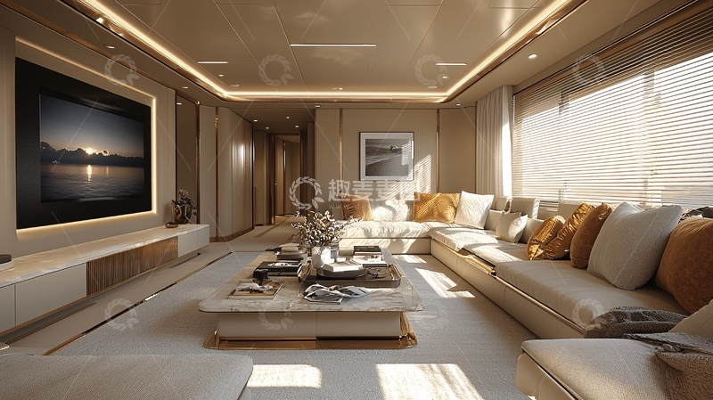 高清大图下载【趣麦麦图】奢华游艇客厅