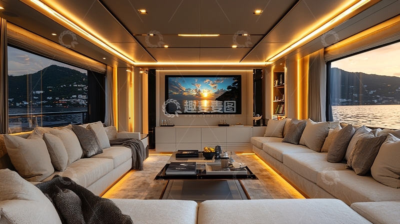 高清大图下载【趣麦麦图】豪华游艇客厅