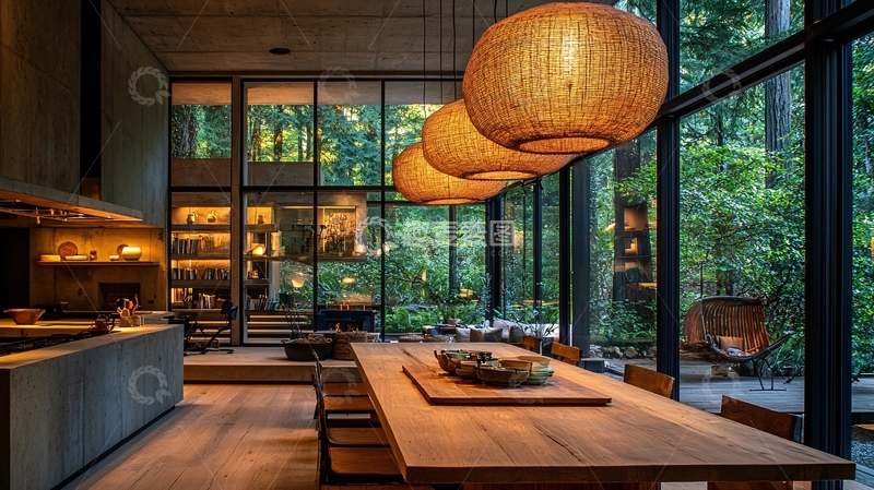 高清大图下载【趣麦麦图】现代简约木质餐厅