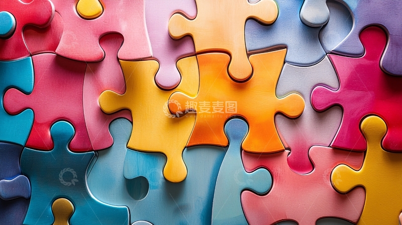 高清大图下载【趣麦麦图】彩色拼图碎片背景