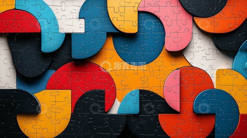 高清大图下载【趣麦麦图】彩色拼图碎片