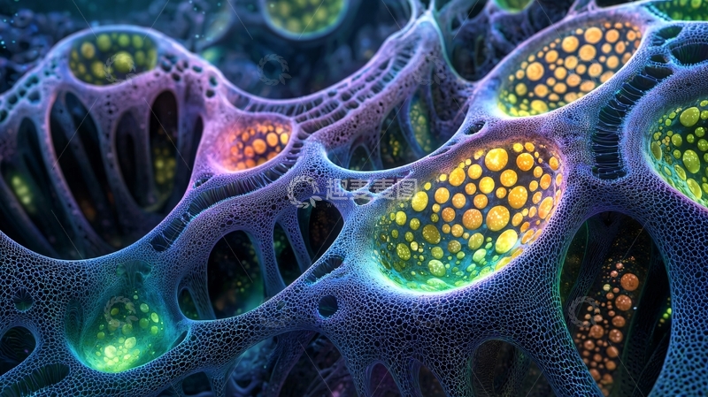 高清大图下载【趣麦麦图】奇幻色彩斑斓的细胞结构