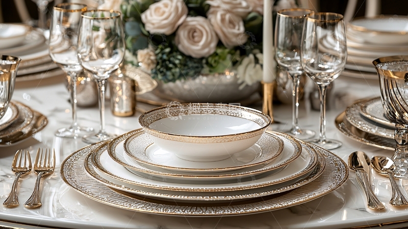 高清大图下载【趣麦麦图】奢华金色欧式瓷器餐具