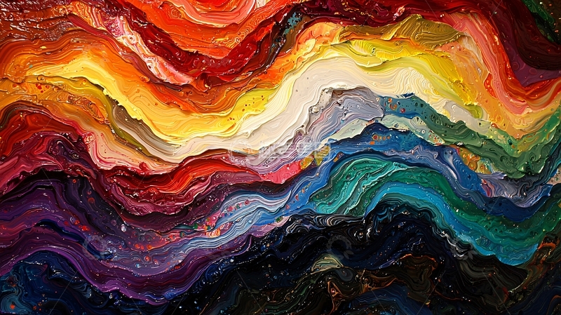 高清大图下载【趣麦麦图】色彩斑斓的油画肌理