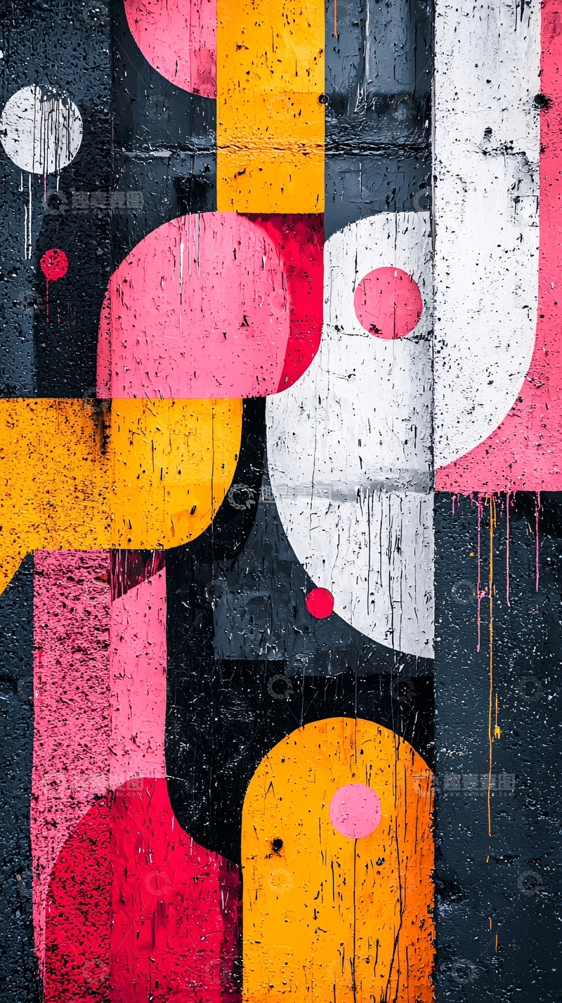 高清大图下载【趣麦麦图】抽象几何涂鸦墙绘