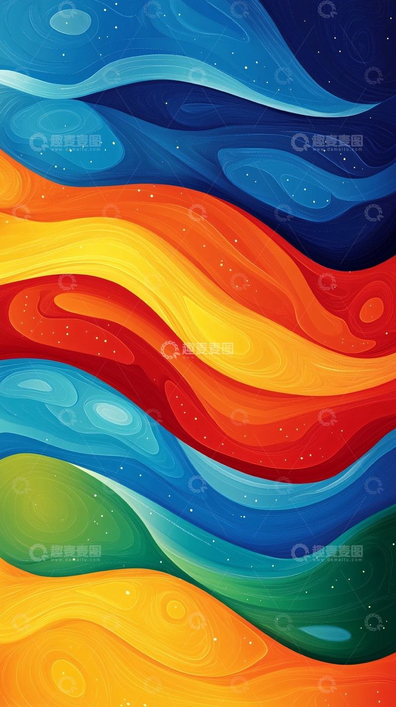 高清大图下载【趣麦麦图】彩色波浪抽象画