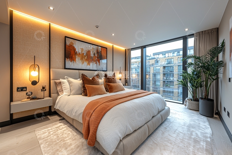 高清大图下载【趣麦麦图】现代卧室温暖舒适