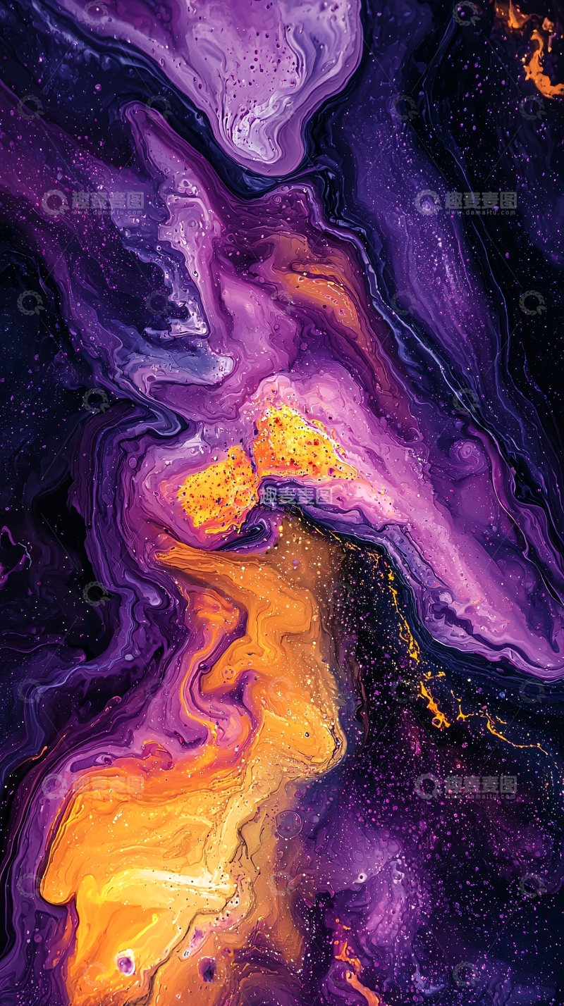 高清大图下载【趣麦麦图】紫色橙色流动纹理