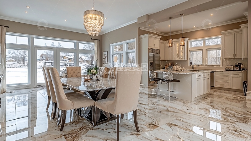 高清大图下载【趣麦麦图】明亮宽敞的现代化餐厅