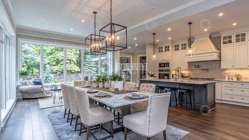 高清大图下载【趣麦麦图】现代美式开放式厨房餐厅