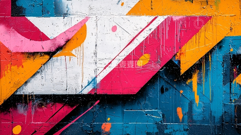 高清大图下载【趣麦麦图】抽象几何涂鸦墙面