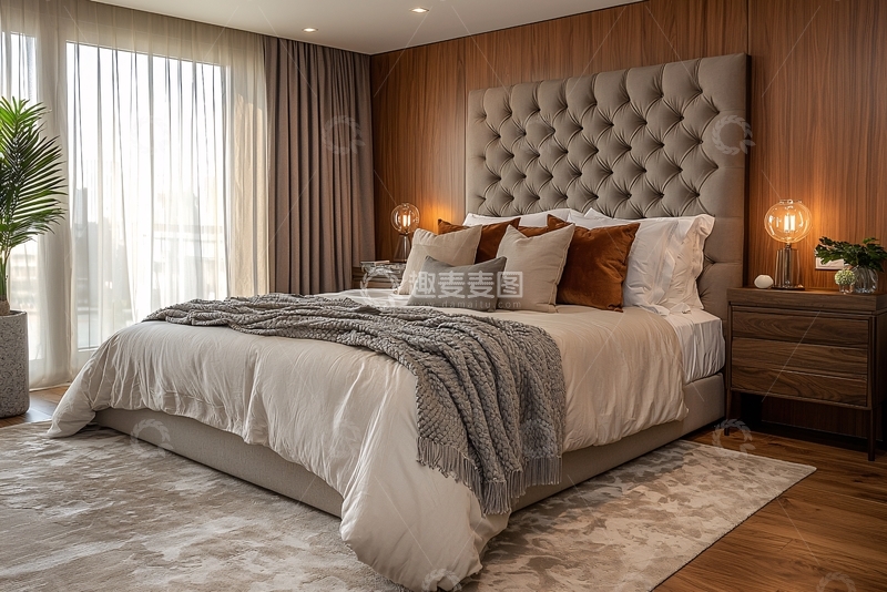 高清大图下载【趣麦麦图】现代简约灰色系卧室