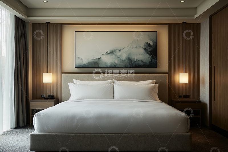 高清大图下载【趣麦麦图】现代简约酒店卧室