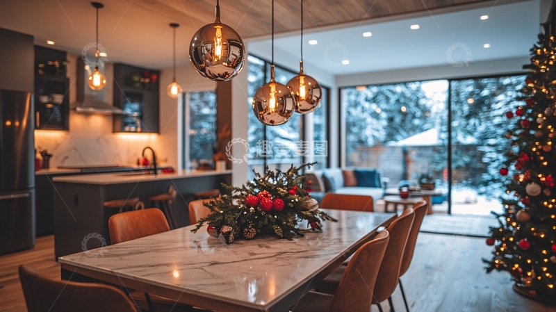 高清大图下载【趣麦麦图】现代风圣诞节餐厅