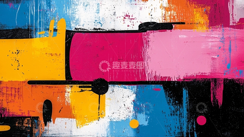 高清大图下载【趣麦麦图】抽象色彩撞色绘画