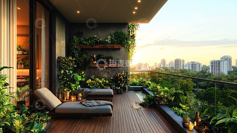 高清大图下载【趣麦麦图】绿色植物环绕的阳台