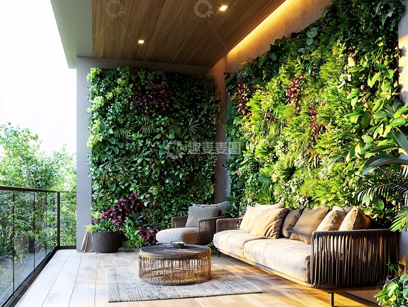 高清大图下载【趣麦麦图】阳台绿植墙
