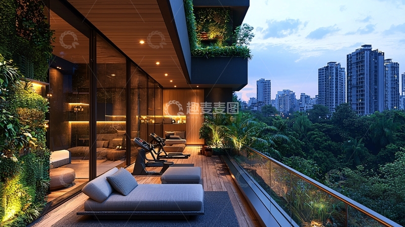 高清大图下载【趣麦麦图】-高层住宅阳台夜景