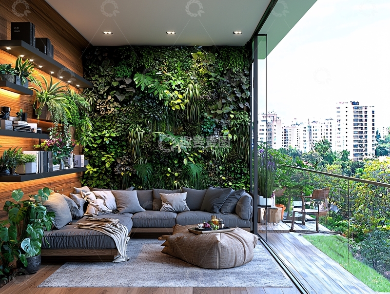 高清大图下载【趣麦麦图】阳台绿植墙