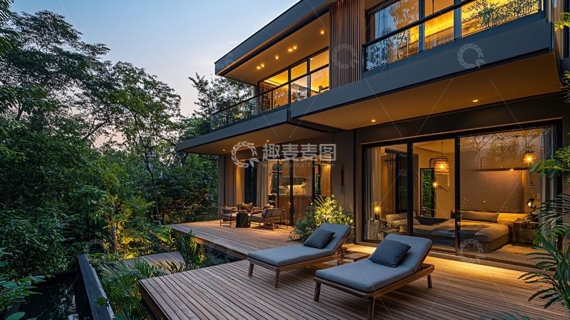高清大图下载【趣麦麦图】现代风格别墅夜景