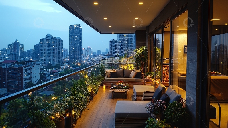 高清大图下载【趣麦麦图】夜景阳台75