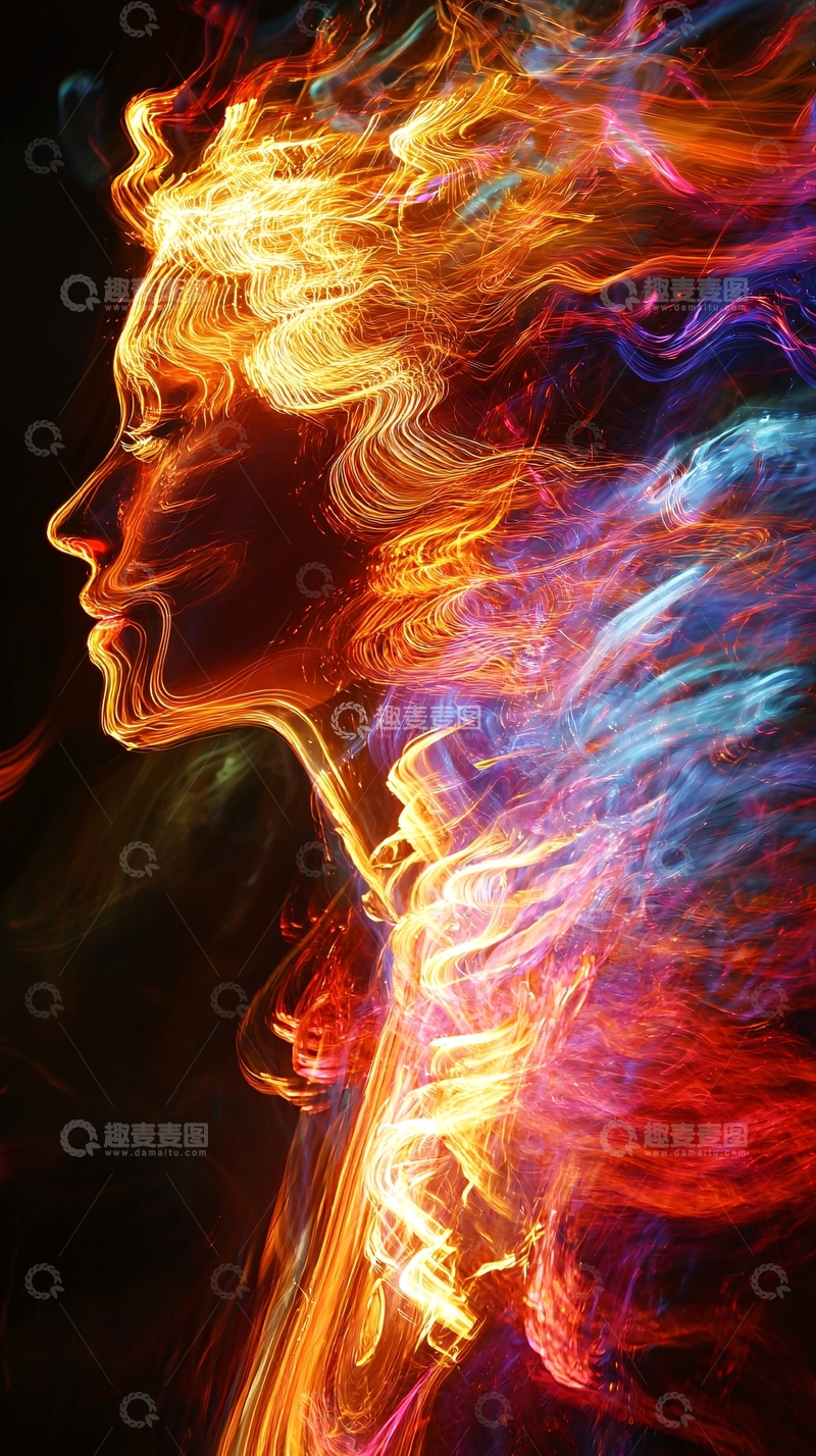高清大图下载【趣麦麦图】火焰女子侧脸