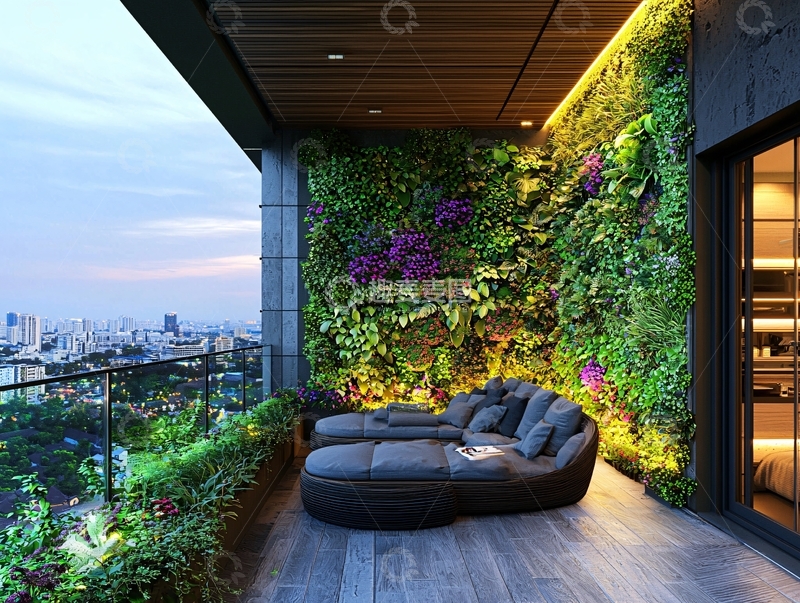 高清大图下载【趣麦麦图】阳台绿植墙