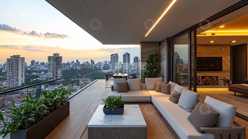 高清大图下载【趣麦麦图】高层公寓阳台夜景