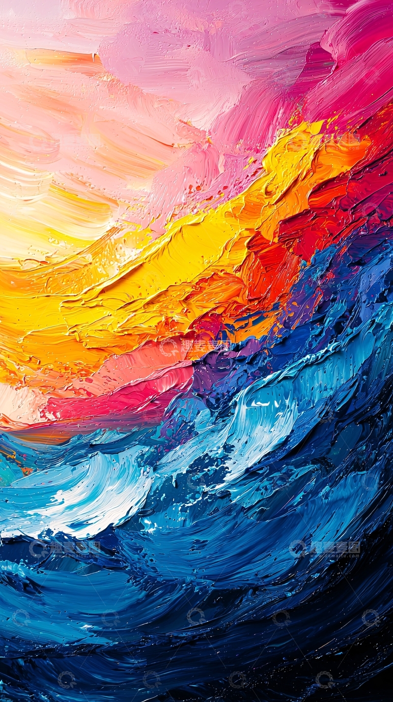 高清大图下载【趣麦麦图】色彩斑斓的油画质感