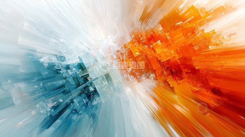 高清大图下载【趣麦麦图】抽象蓝橙色几何背景