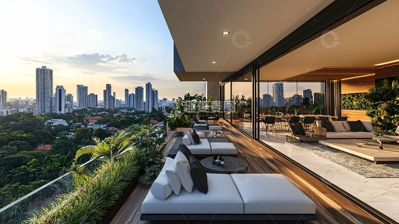 高清大图下载【趣麦麦图】城市景观露台休息区