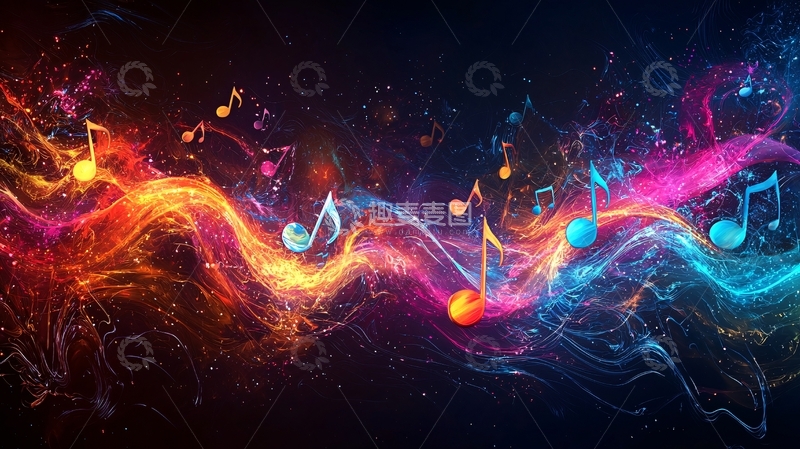 高清大图下载【趣麦麦图】梦幻音符火焰波浪